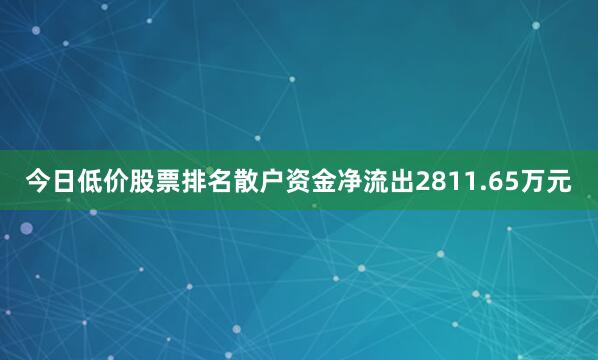 今日低价股票排名散户资金净流出2811.65万元